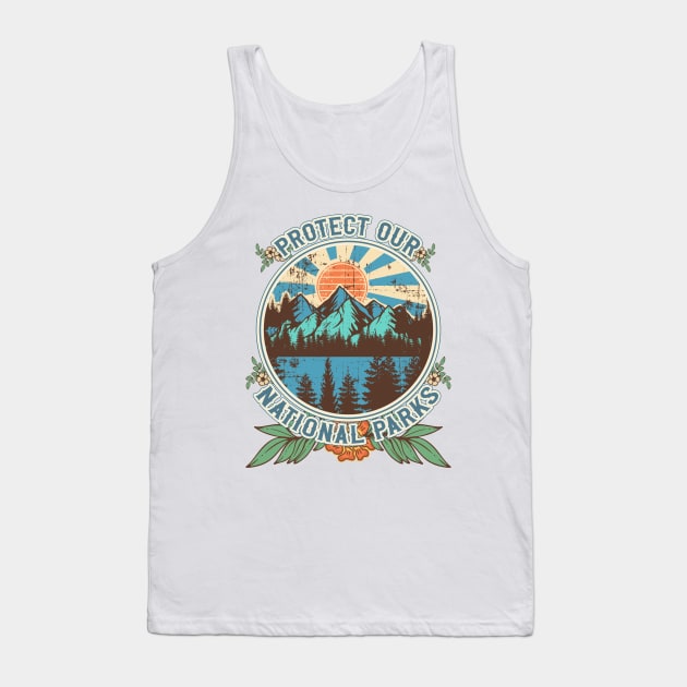 Protect our national parks retro climate call to action groovy hippie 70s style Tank Top by HomeCoquette